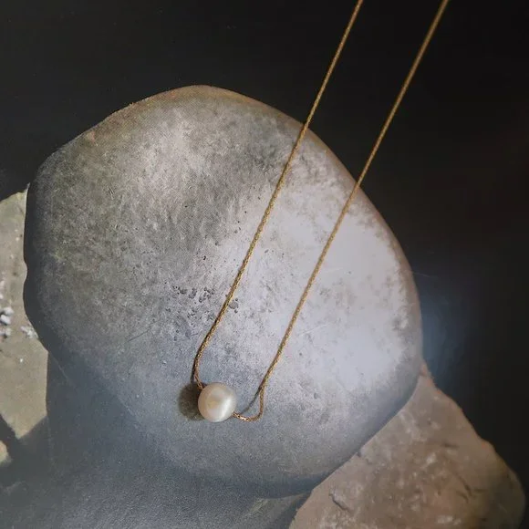 NEW 18K Gold Plated Fresh Water Pearl Necklace - Picture 4 of 8